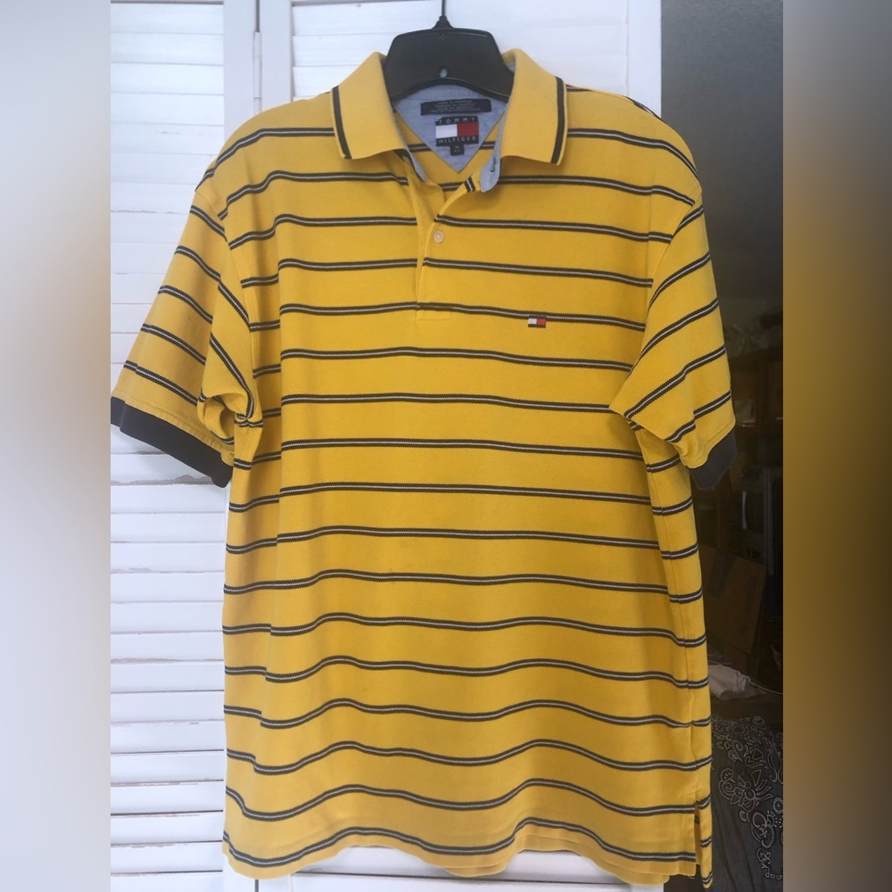 Tommy Hilfiger Yellow Striped Young Men's Shirt in Medium EUC